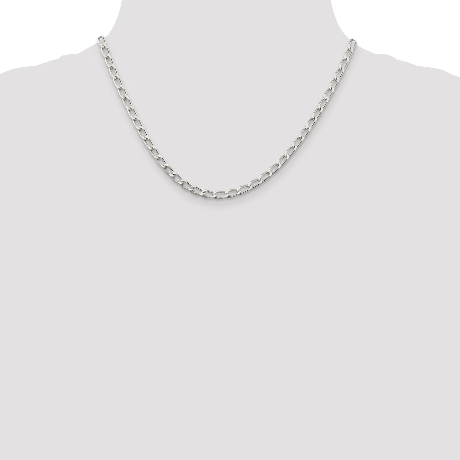 18 Inch Sterling Silver 4.3mm Open Elongated Link Chain