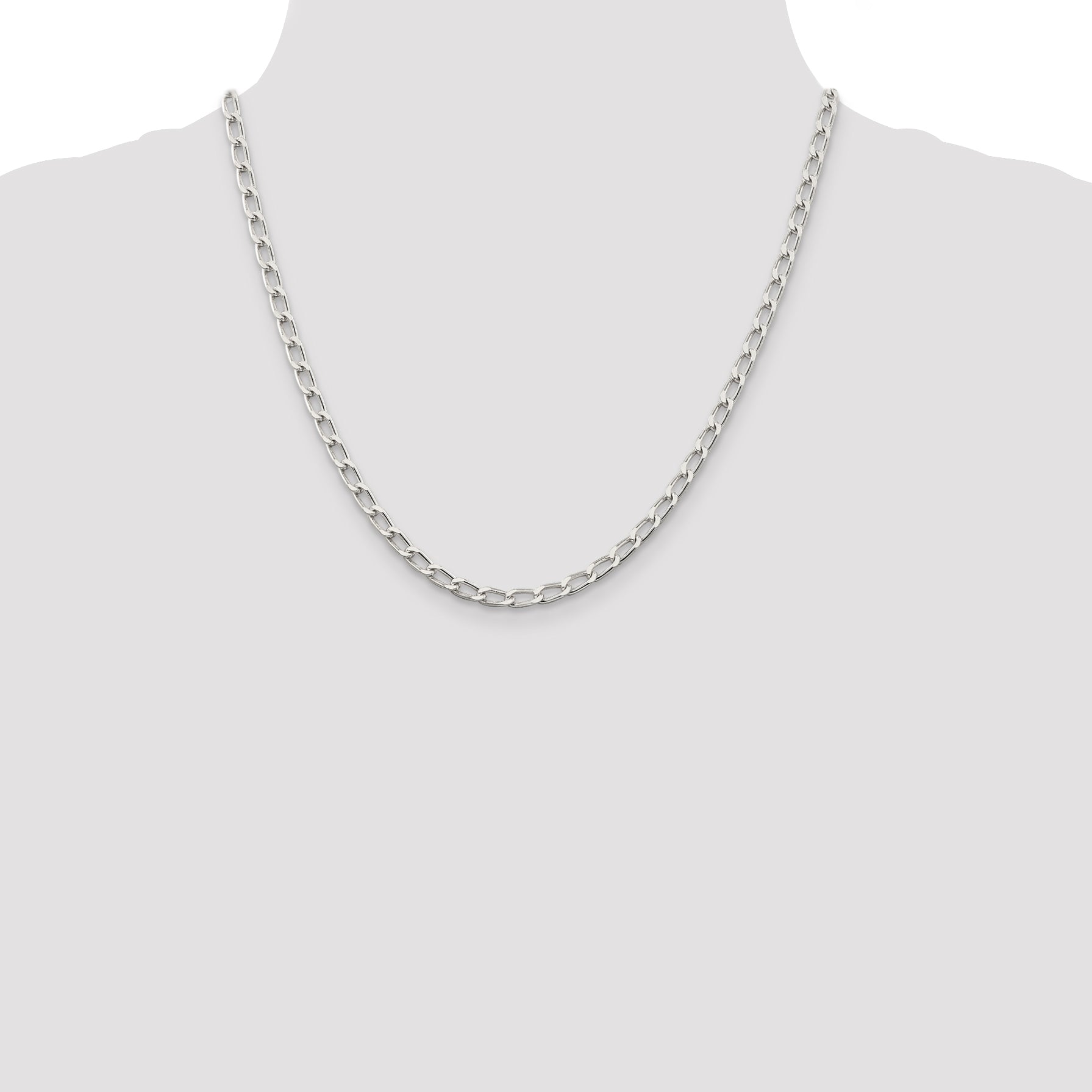 20 Inch Sterling Silver 4.3mm Open Elongated Link Chain