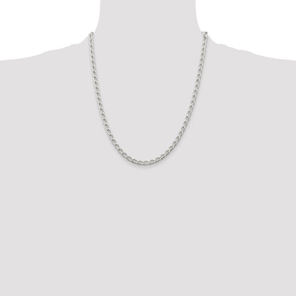 22 Inch Sterling Silver 4.3mm Open Elongated Link Chain
