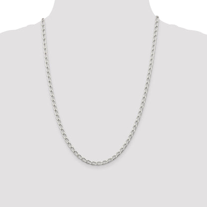 24 Inch Sterling Silver 4.3mm Open Elongated Link Chain