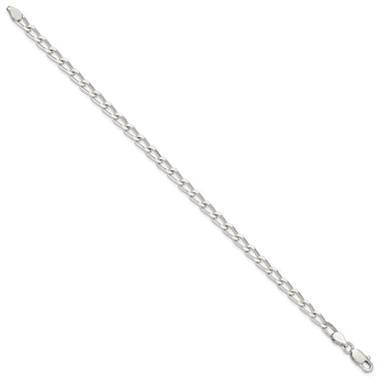 7 Inch Sterling Silver 4.3mm Open Elongated Link Chain Bracelet