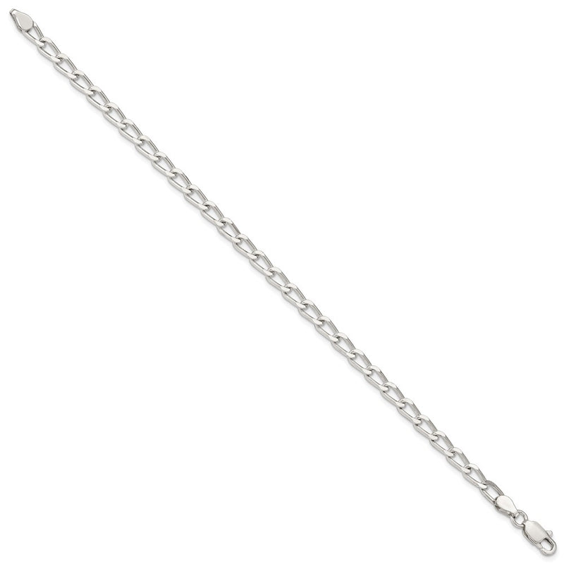 7 Inch Sterling Silver 4.3mm Open Elongated Link Chain Bracelet