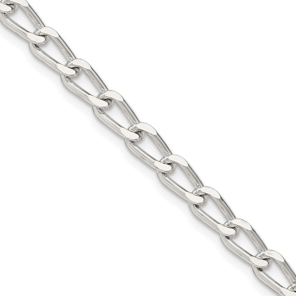 24 Inch Sterling Silver 4.3mm Open Elongated Link Chain Necklace