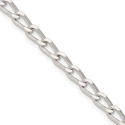 24 Inch Sterling Silver 4.3mm Open Elongated Link Chain Necklace