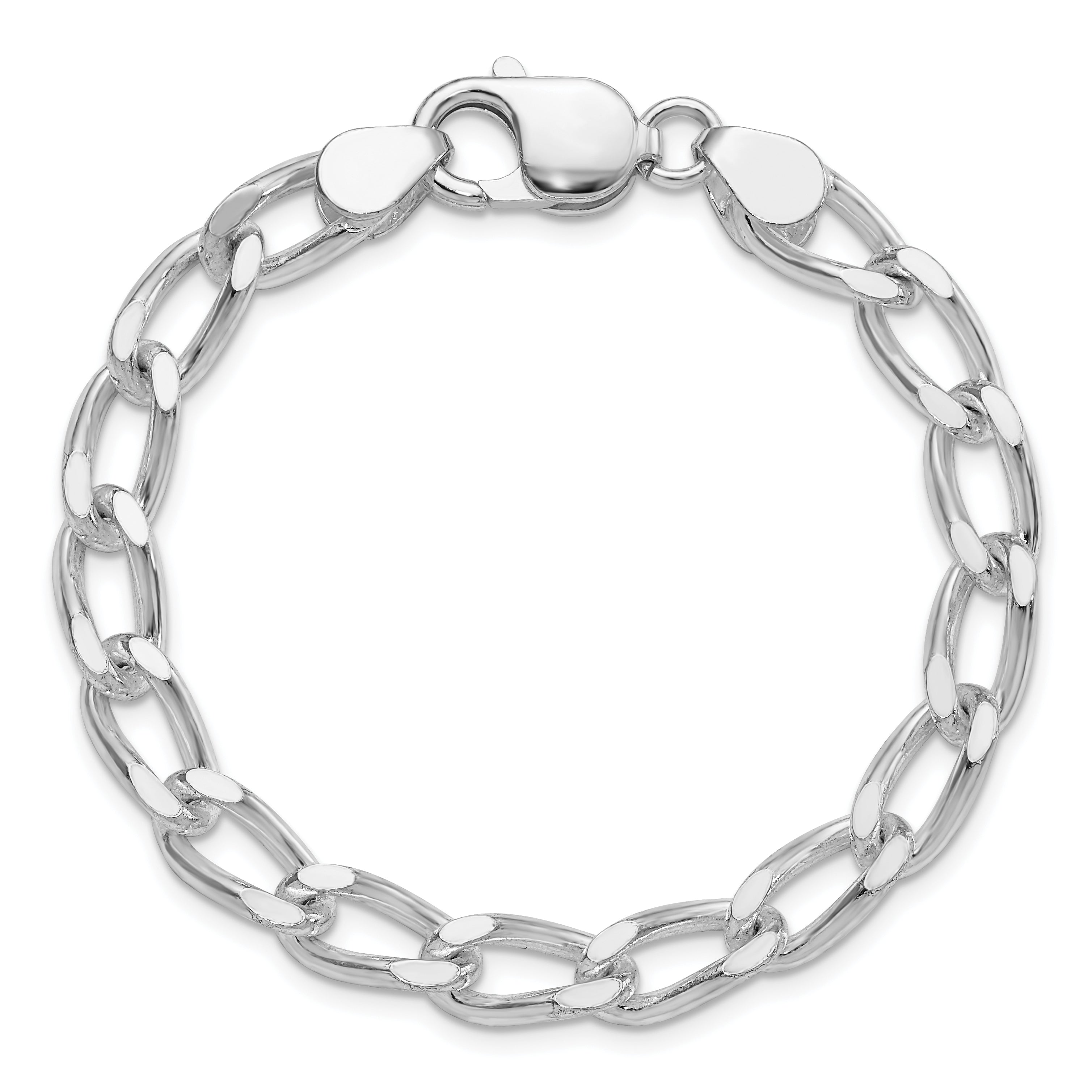 7 Inch Sterling Silver Polished 7mm Open Link Chain