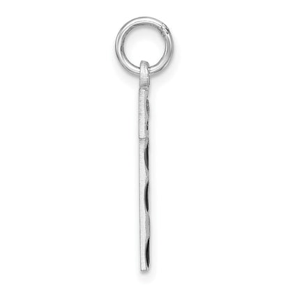 Sterling Silver Rhodium-Plated Large Diamond-Cut #1 Charm