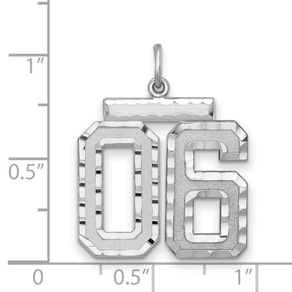 Sterling Silver Large Diamond-Cut #06 Charm