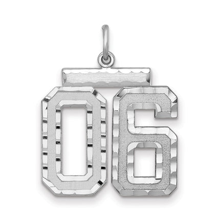 Sterling Silver Large Diamond-Cut #06 Charm