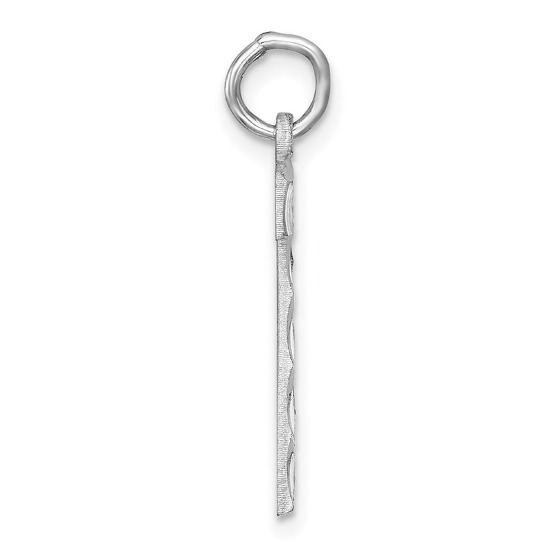 Sterling Silver Rhodium-Plated Large Diamond-Cut #7 Charm