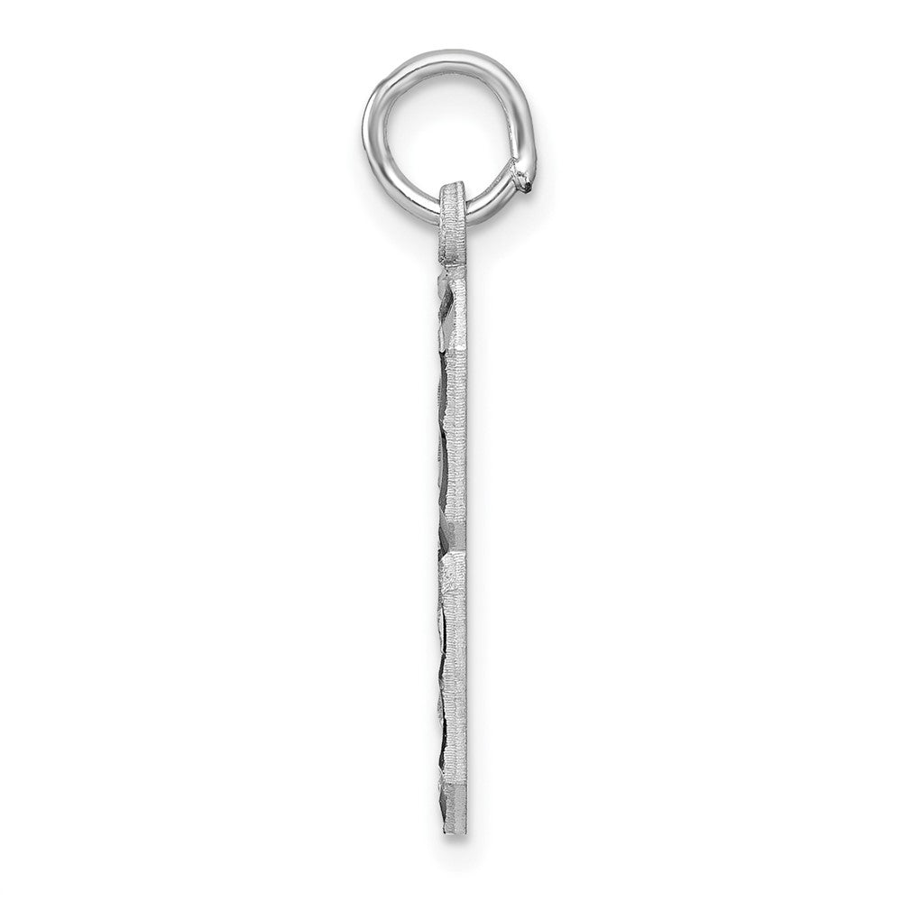 Sterling Silver Rhodium-Plated Large Diamond-Cut #8 Charm