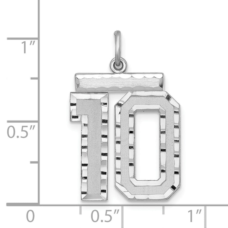 Sterling Silver Rhodium-Plated Large #10 Charm