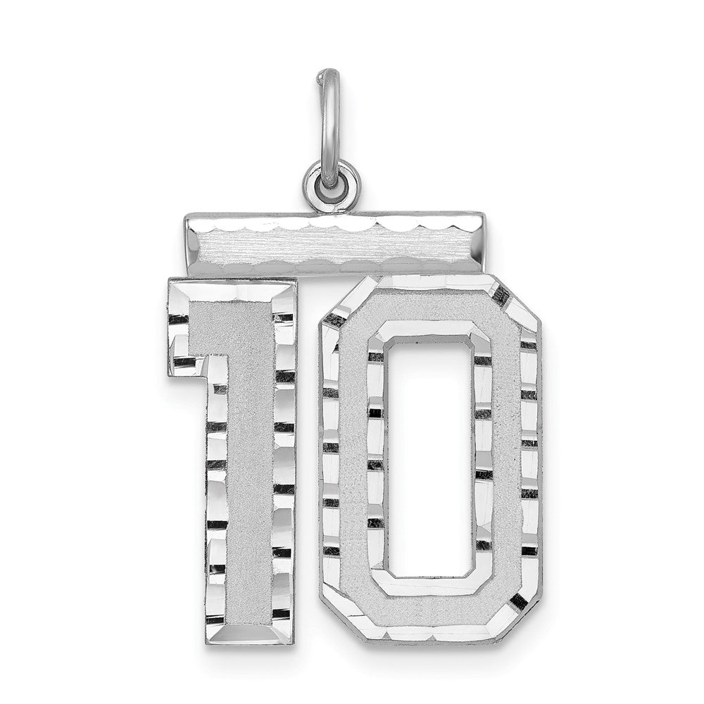 Sterling Silver Rhodium-Plated Large #10 Charm
