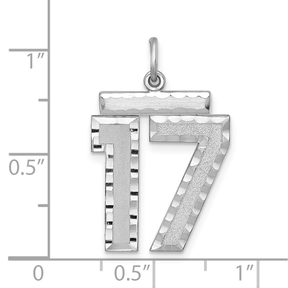 Sterling Silver Rhodium-Plated Large #17 Charm