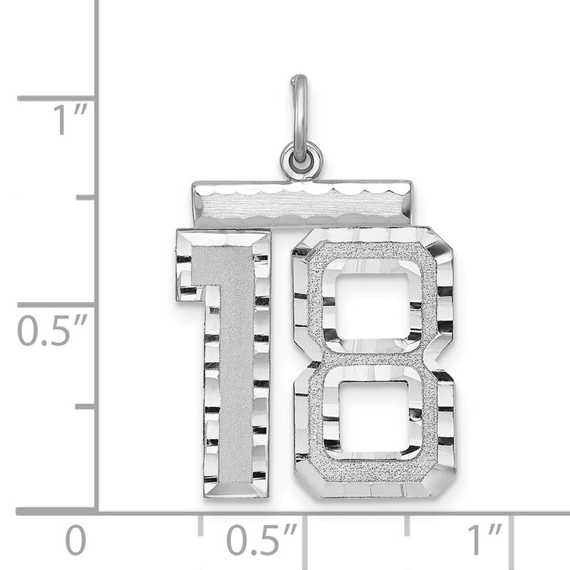 Sterling Silver Rhodium-Plated Large #18 Charm