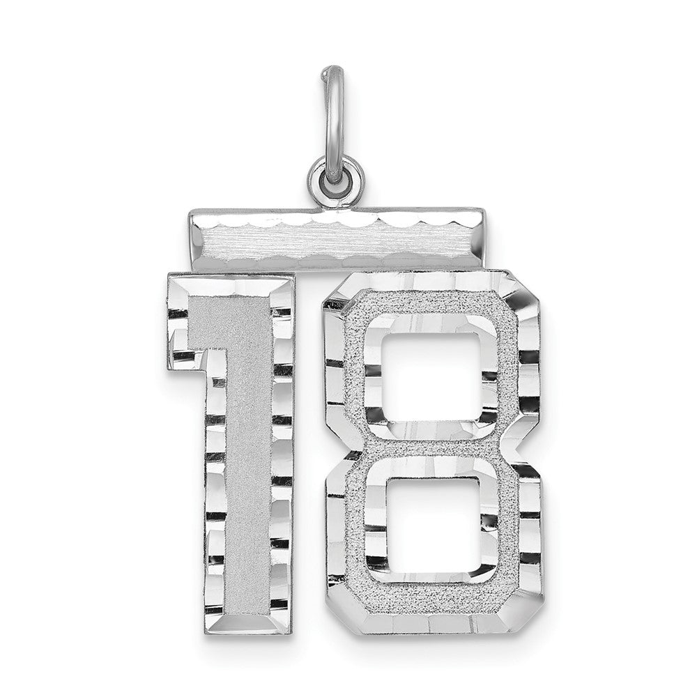 Sterling Silver Rhodium-Plated Large #18 Charm