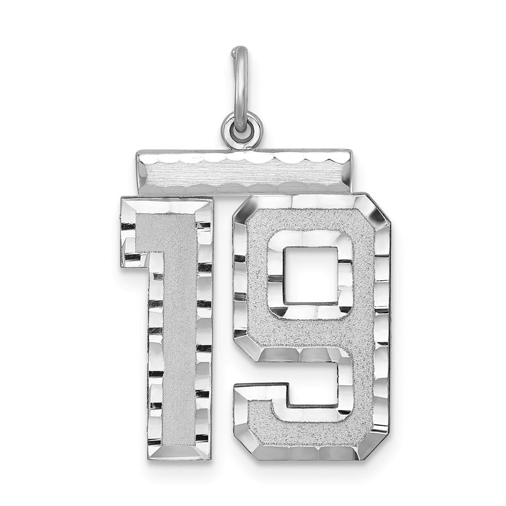 Sterling Silver Rhodium-Plated Large #19 Charm