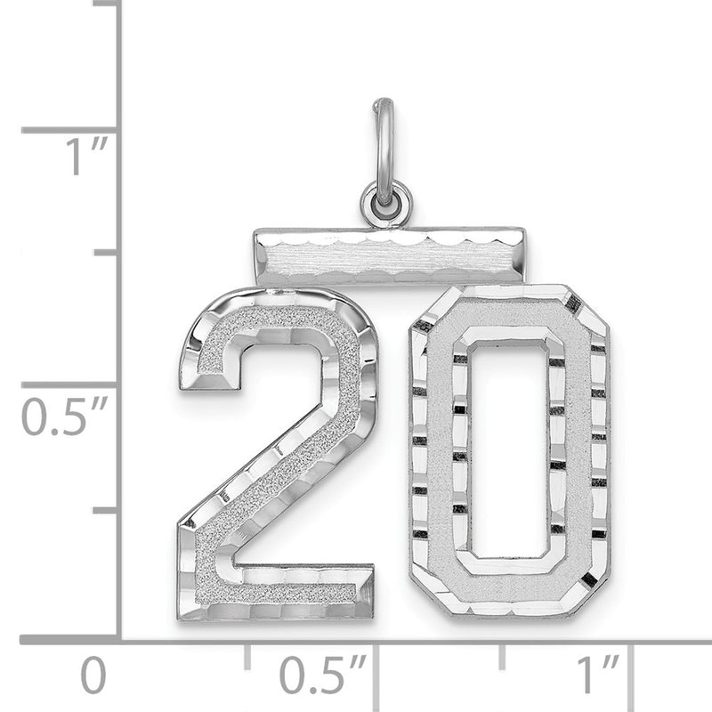 Sterling Silver Rhodium-Plated Large #20 Charm