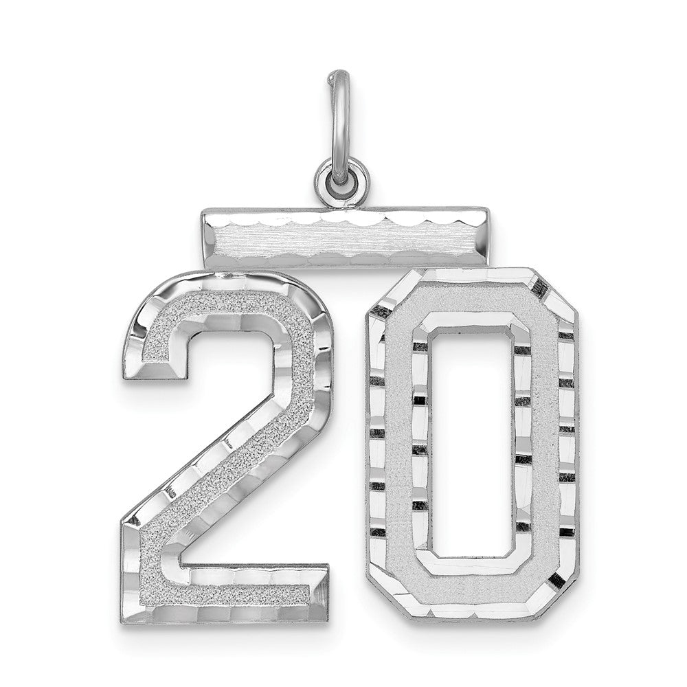 Sterling Silver Rhodium-Plated Large #20 Charm