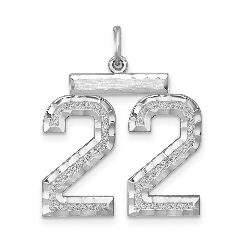 Sterling Silver Rhodium-Plated Large #22 Charm