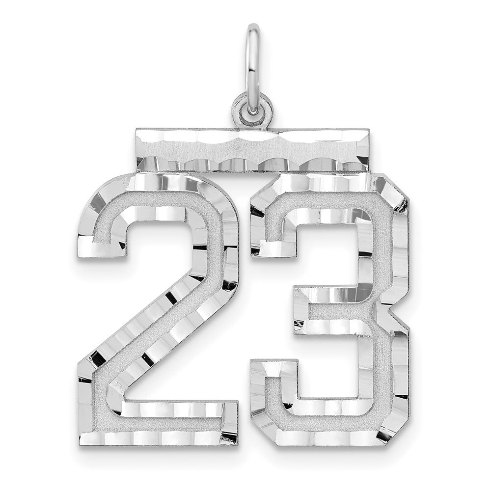 Sterling Silver Rhodium-Plated Large #23 Charm