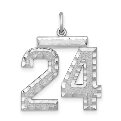 Sterling Silver Rhodium-Plated Large #24 Charm