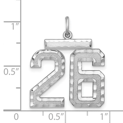 Sterling Silver Rhodium-Plated Large #26 Charm