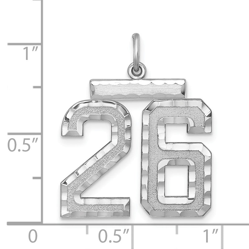 Sterling Silver Rhodium-Plated Large #26 Charm