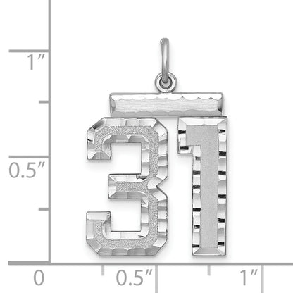 Sterling Silver Rhodium-Plated Large #31 Charm
