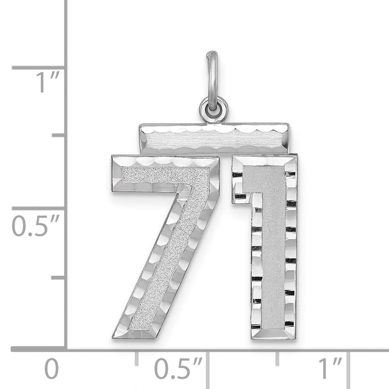 Sterling Silver Rhodium-Plated Large #71 Charm
