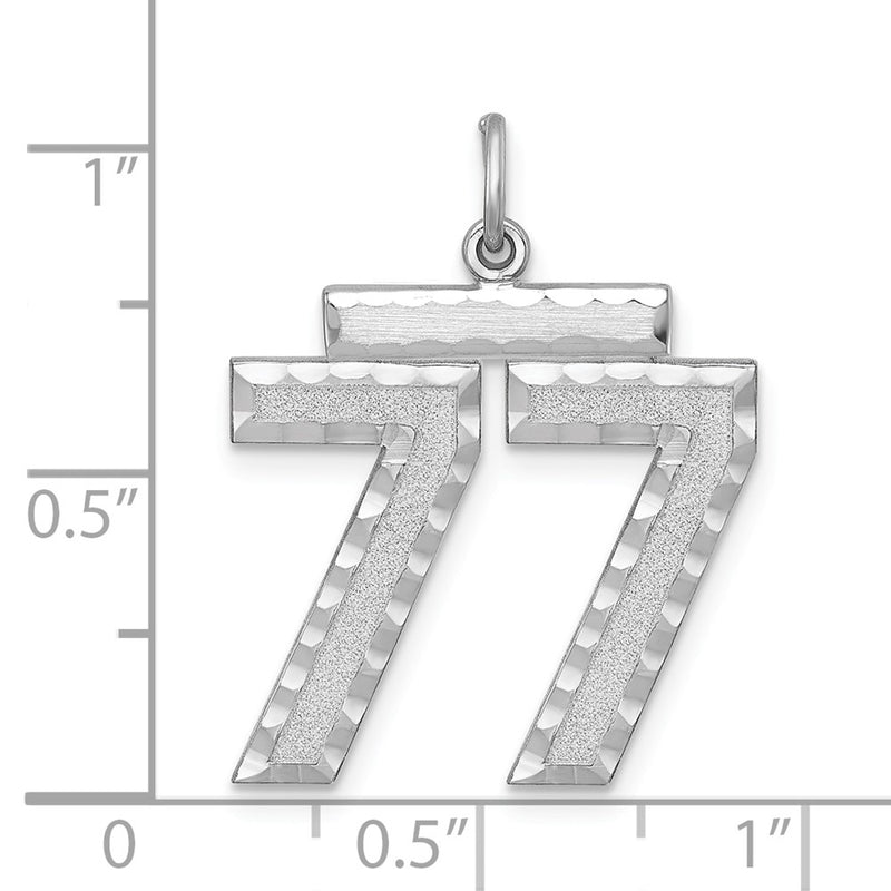 Sterling Silver Rhodium-Plated Large #77 Charm