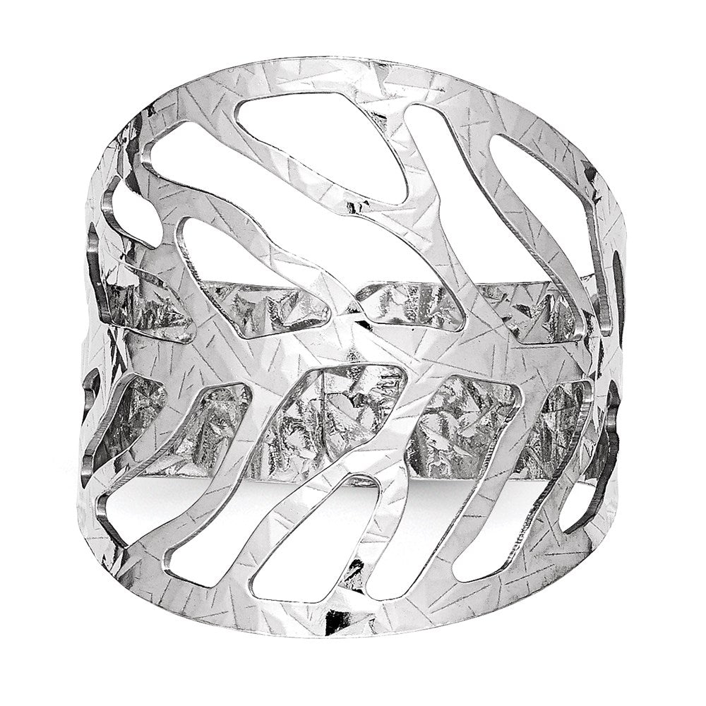 Sterling Silver Rhodium-Plated Adjustable Ring