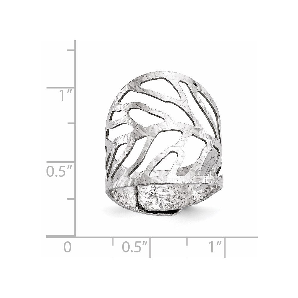 Sterling Silver Rhodium-Plated Adjustable Ring