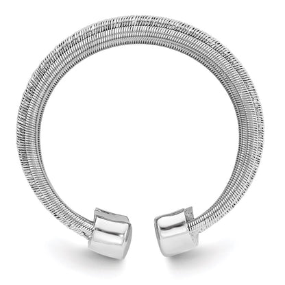 Sterling Silver Rhodium Plated Adjustable Ring