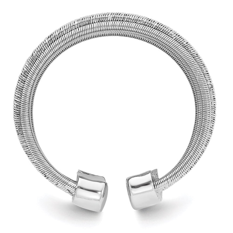 Sterling Silver Rhodium Plated Adjustable Ring
