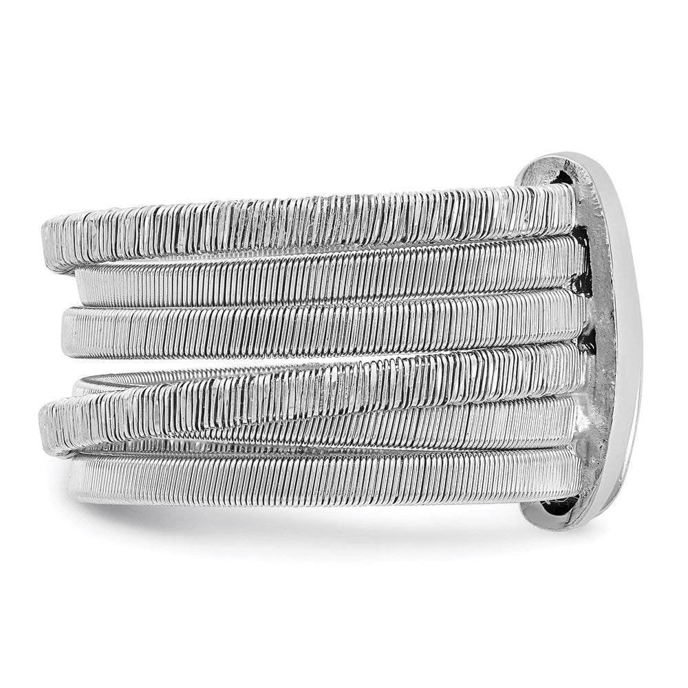Sterling Silver Rhodium Plated Adjustable Ring