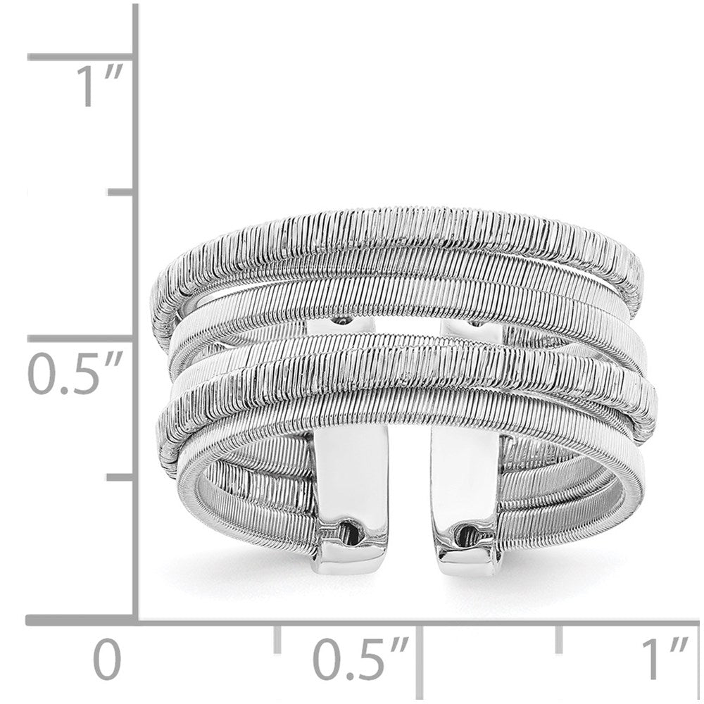 Sterling Silver Rhodium Plated Adjustable Ring