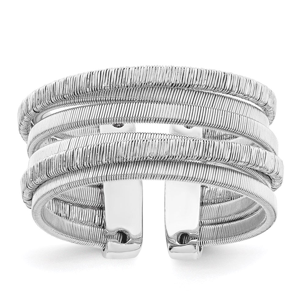 Sterling Silver Rhodium Plated Adjustable Ring