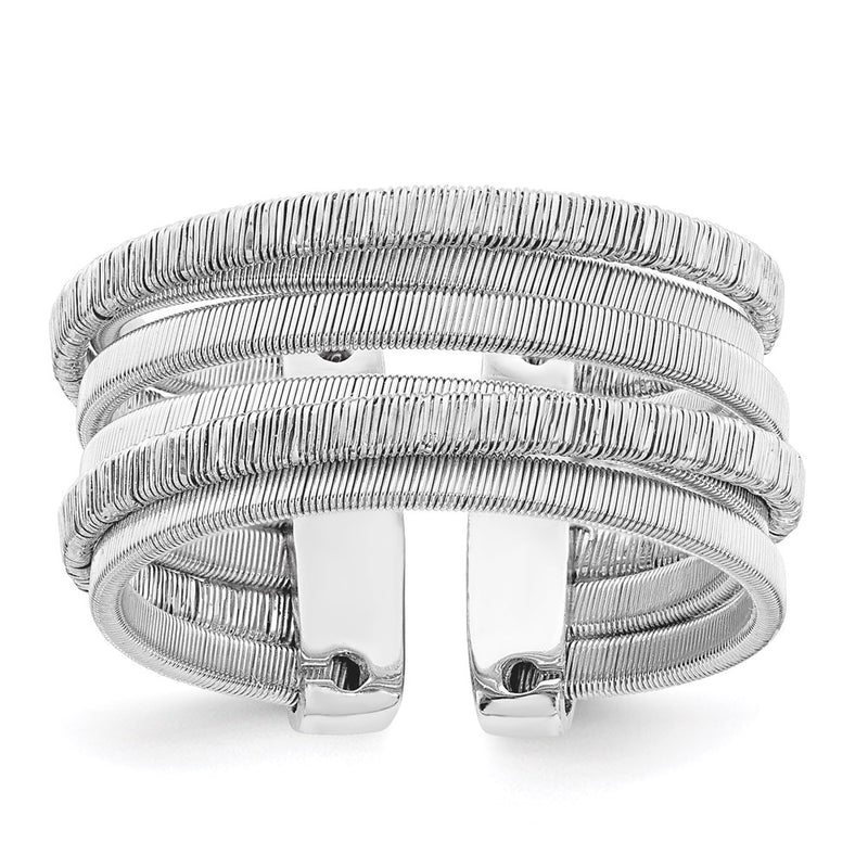 Sterling Silver Rhodium Plated Adjustable Ring