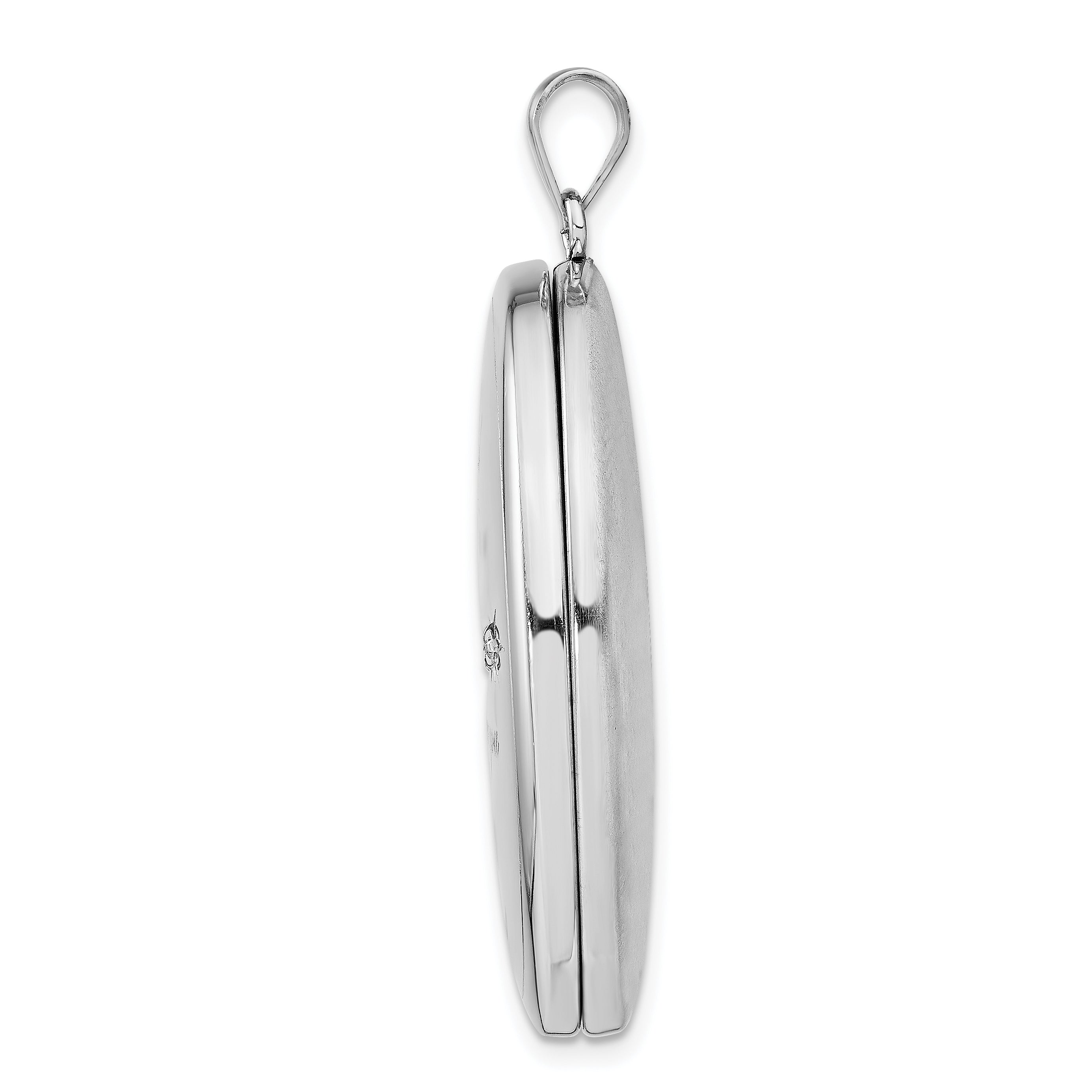 Sterling Silver Rhodium-Plated God Has.. Diamond Ash Holder Oval Locket