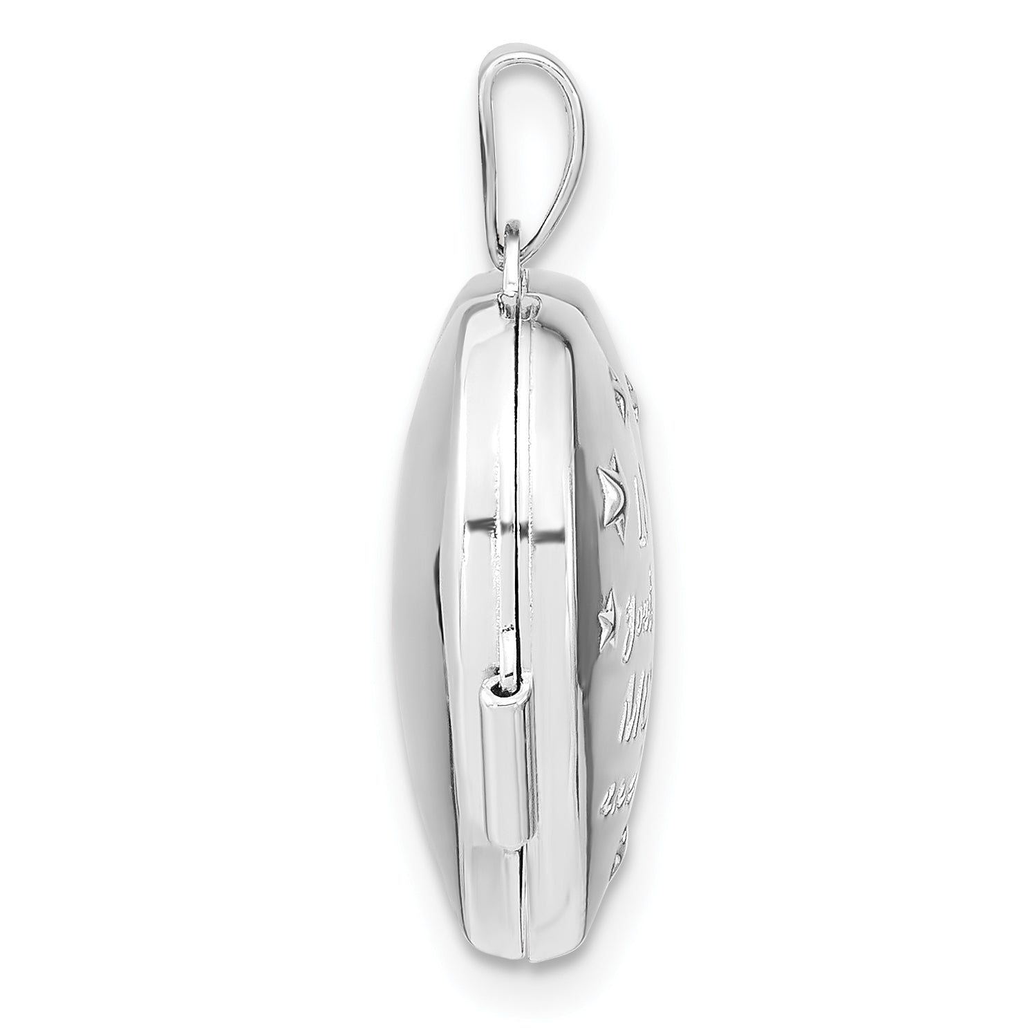 Sterling Silver Rhodium-Plated Cz Love Moon And Back 18mm Heart Locket