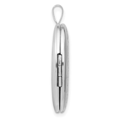 Sterling Silver Rhodium-Plated Swirled Border 26X20mm Oval Locket