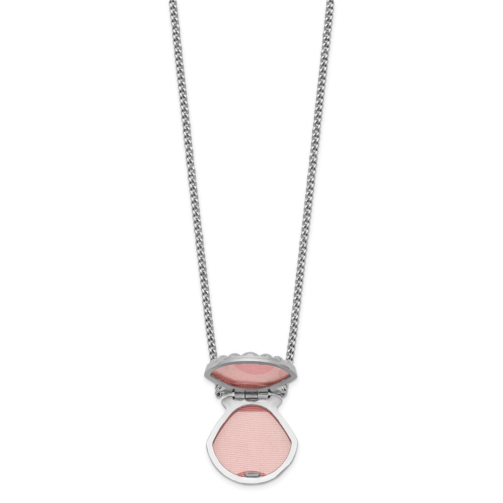 Sterling Silver Rhodium-Plated Seashell 15mm Locket Necklace