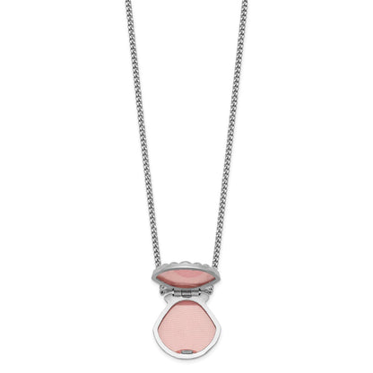 Sterling Silver Rhodium-Plated Seashell 15mm Locket Necklace