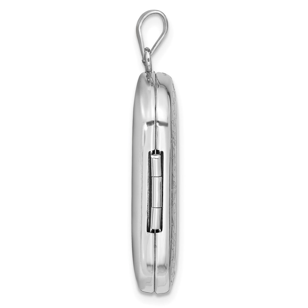 Sterling Silver Rhodium-Plated Scrolled Border 30X19mm Rectangle Locket