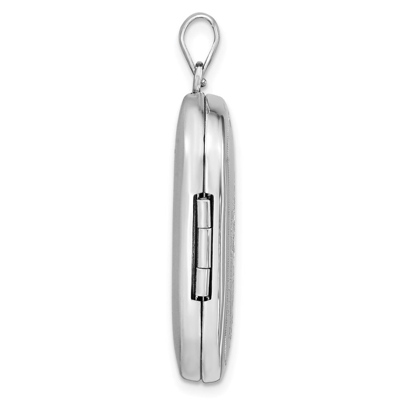 Sterling Silver Rh-Plated Satin St. Christopher 30X19mm Rectangle Locket