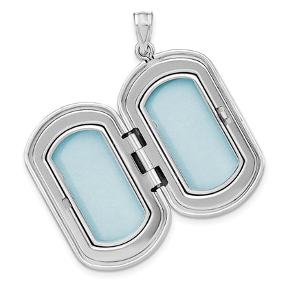 Sterling Silver Rh-Plated Satin St. Christopher 30X19mm Rectangle Locket