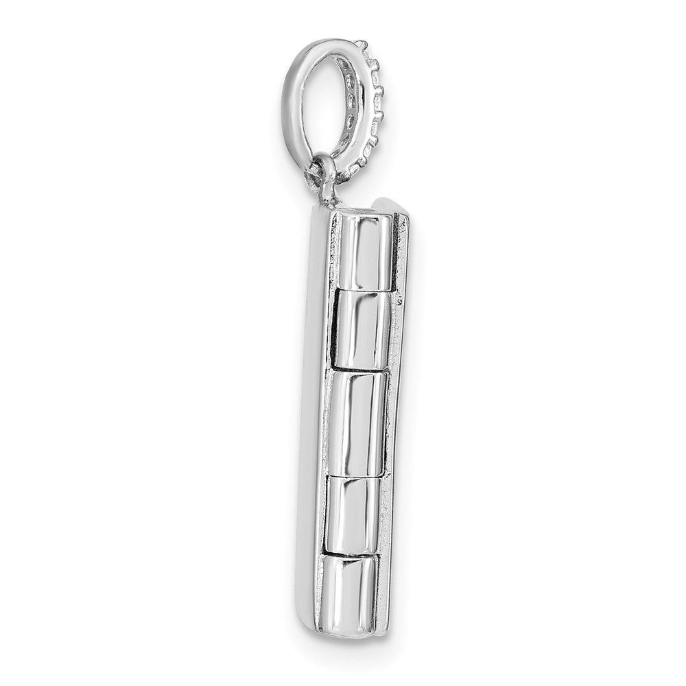 Sterling Silver Rhodium-Plated Cz 19mm Book Locket