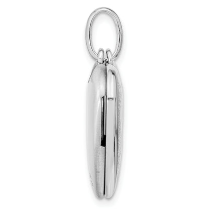 Sterling Silver Rhodium-Plated 20mm Footprints Heart Swing Locket