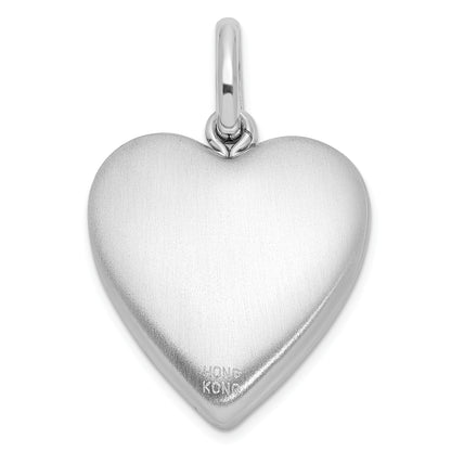 Sterling Silver Rhodium-Plated 20mm Enamel Rose Heart Swing Locket