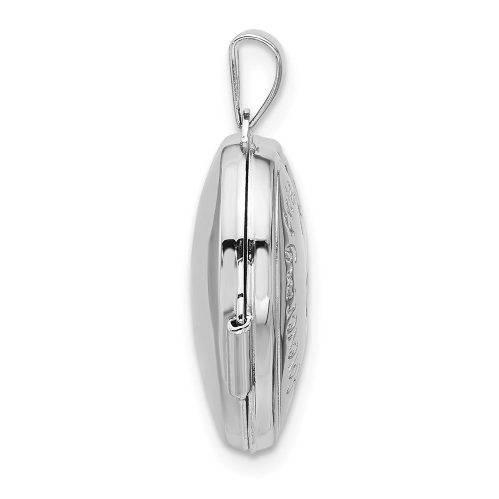 Sterling Silver Rhodium Plated Polished Diamond 18mm Always My Mom Heart Locket